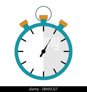 Stopwatch Icon with Half Shaded Face Vector Illustration. A clean and modern vector illustration of a classic stopwatch. Stock Vector