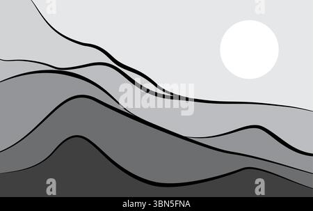 Abstract Mountain With Grey Flat Color Background Vector Stock Vector