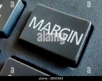 Close-up of "MARGIN" Key on Keyboard, Representing Business Profit and Financial Concepts Stock Photo