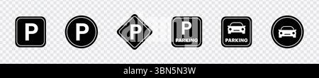 "Car Parking Signs and Traffic Icons - Isolated on White Background" Stock Vector