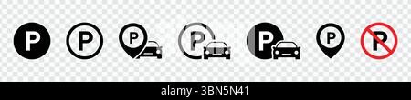 "Car Parking Signs and Traffic Icons - Isolated on White Background" Stock Vector