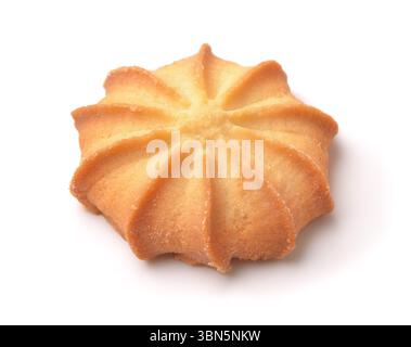 Single shortbread cookie isolated on white Stock Photo