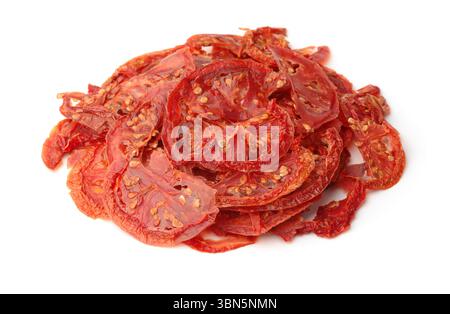 Pile of dried tomato slices isolated on white Stock Photo