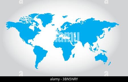 "World Map Gray Color Vector - Modern Silhouette Map Design" Stock Vector