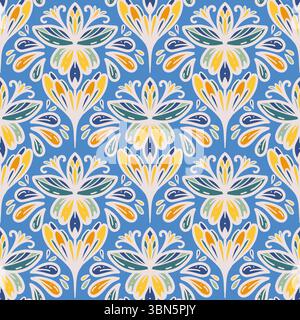 seamless floral scribble pattern background, motifs floral hand drawn, scribble style, scallop pattern, design for seamless floral pattern, printing, Stock Vector