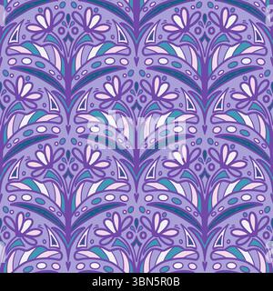 seamless floral scribble pattern background, motifs floral hand drawn, scribble style, scallop pattern, design for seamless floral pattern, printing, Stock Vector