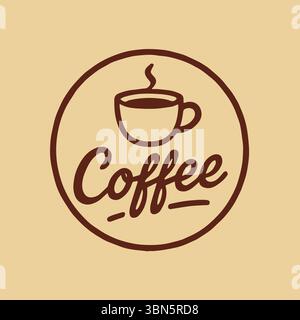 Classic Coffee House Emblem Featuring a Steaming Mug and Stylish Typography Stock Vector