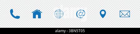 Contact Information Icon Set for Web and Business Cards – Professional Communication Icons Stock Vector