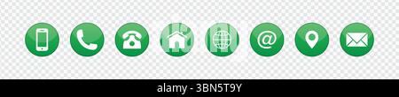 Contact Information Icon Set for Web and Business Cards – Professional Communication Icons Stock Vector