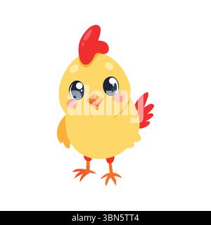 Cute Cartoon Bird - Adorable Yellow Character with Big Eyes Stock Vector