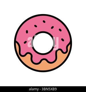 "Delicious Pink Frosted Donut - Sweet Treat for Any Occasion" Stock Vector