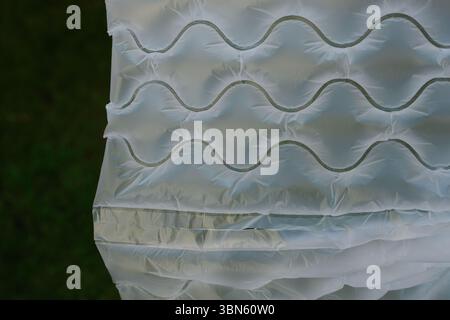 Plastic Air Cushion from Recycled Material. Air Cushion Film. Air Bubble Pillow. Buffer Filler. Air Wrap Roll. Air Bubble Wrap Package. Stock Photo