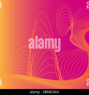 Creative abstract vector featuring dynamic wave lines in vibrant gradient hues over a magenta background. Useful for web banners, posters, presentatio Stock Vector