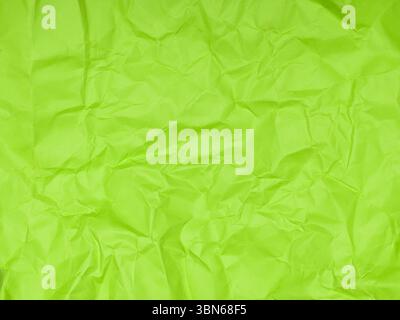 Lime Green Crumpled Paper Texture Stock Photo