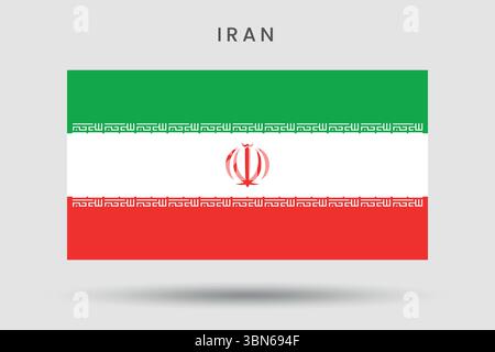 Iran flag waving in the wind. Isolated on gray background. Stock Vector
