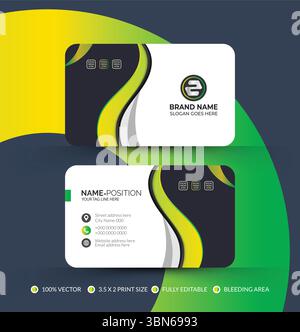 Elegant Business Card Design Template with Dark green and white color Stock Vector
