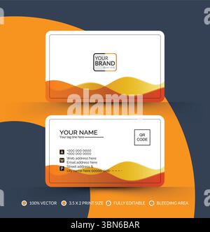 Modern and creative yellow business card simple unique design template Stock Vector