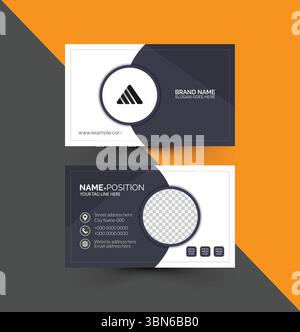 Modern and stylish dark business card template design Stock Vector