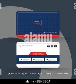 Professional Blue And Red Business Card Stock Vector