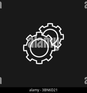 Settings and Process Icon with Two Interlocking Gears for Workflow and Mechanical Configuration Stock Vector