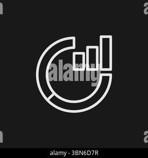 Data Analytics and Business Intelligence Dashboard Icon with Bar and Circular Charts for Performance Reporting Stock Vector