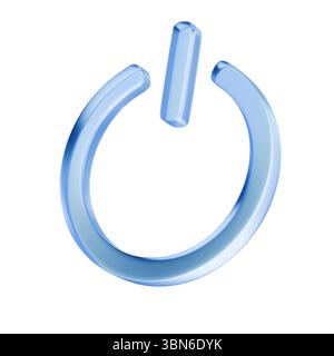 A blue power button icon symbolizing technology and electronic devices. 3d rendering Stock Photo