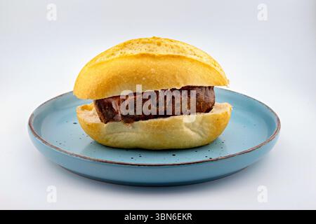Fleischkäse im Brötchen Stock Photo
