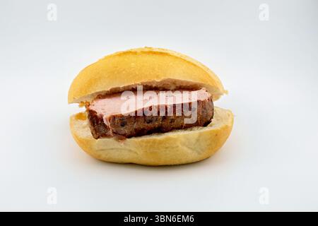 Fleischkäse im Brötchen Stock Photo