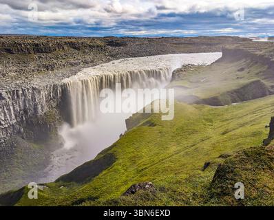 Dettifoss - the most powerful waterfall in Europe. Vatnajokull National Park, river Jokulsa a Fjollum, Northeast Iceland Stock Photo