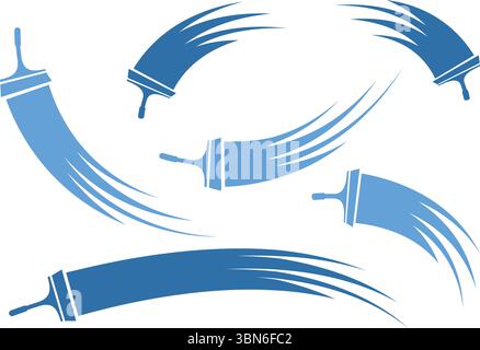 Paint Brush Strokes Blue Swirls Creative Design Elements Stock Vector