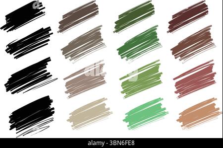 Scribble Marker Brush Strokes Grunge Texture Elements Set Stock Vector