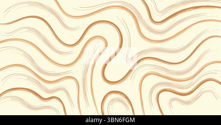 Abstract Wavy Brush Strokes Background Cream Brown Hues Stock Vector