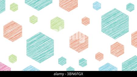 Hatched Hexagon Pattern Abstract Background Pastel Colors Stock Vector