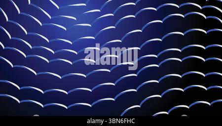 Abstract Blue Scales Pattern with Dynamic Light and Shadow Effect Stock Vector