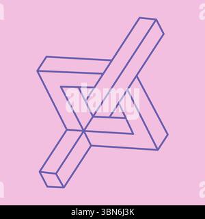 Escher paradox geometry. Optical illusion object. Sacred geometric figures. Op art logo. Impossible shapes. Stock Vector