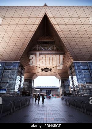The Conference Tower of Tokyo International Exhibition Center -  Big Sight. Ariake, Odaiba, Tokyo, Japan. Stock Photo