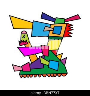 abstract cartoon creature tank icon vector illustration Stock Vector