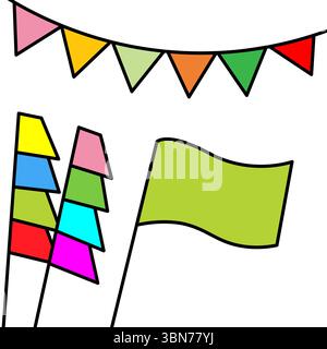 bunting flags and colorful banner set design vector illustration Stock Vector