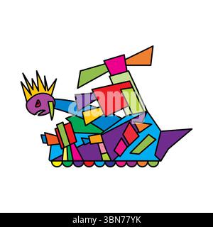 crowned abstract robot monster icon vector illustration Stock Vector