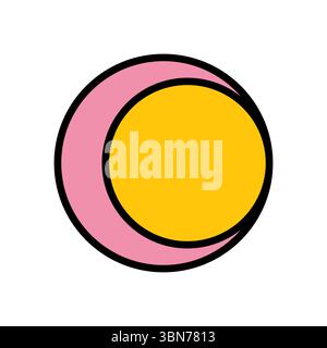 pink and yellow crescent moon circle icon vector on white background Stock Vector