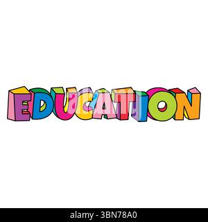 colorful kids education cartoon text design vector Stock Vector