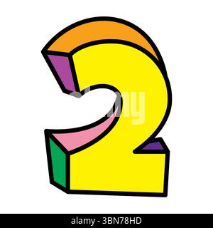 two or number 2 vector logo colorful playful design illustration Stock Vector