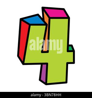 four or number 4 vector logo colorful playful design illustration Stock Vector