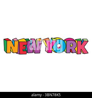New York text logo design vector cartoon colorful Stock Vector