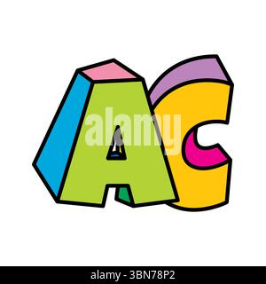 AC letter logo playful colorful vector Stock Vector