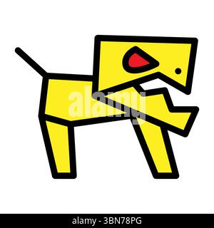 abstract geometric yellow dog cartoon icon vector Stock Vector