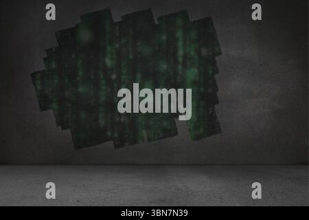 Display on wall showing green matrix Stock Photo