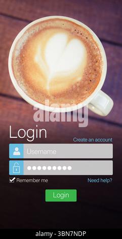 Smartphone screen with coffee wallpaper Stock Photo