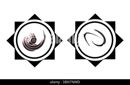 Abstract Swirl & Spiral Logo Designs on Starburst Background - Vector Graphics Stock Vector
