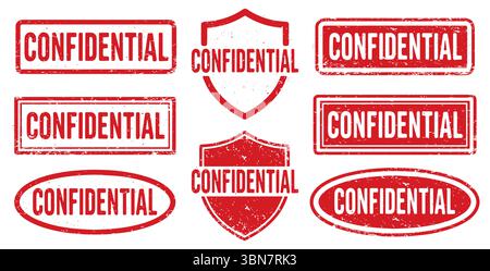 Confidential Stamp vector set. Confidential Rubber Stamp design collection. Confidential Grunge stamp pack. Seal Confidential. Vector illustration ima Stock Vector